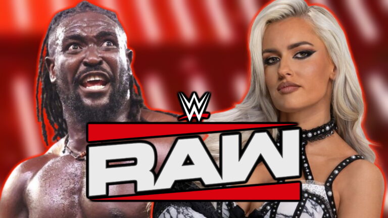 WWE Raw logo, Oba Femi and Blake Monroe