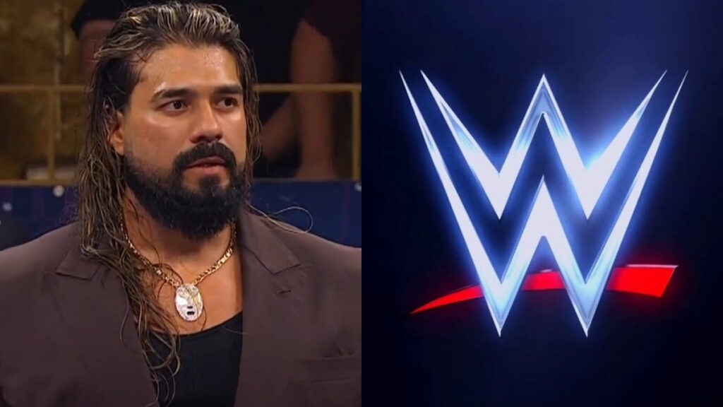 Andrade and WWE logo