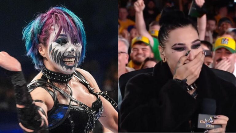 Asuka and Rhea Ripley at WWE Crown Jewel