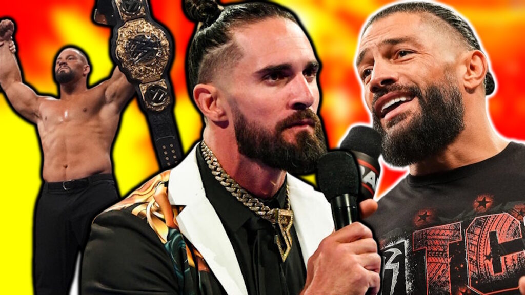 WWE stars Seth Rollins, Roman Reigns and Bron Breakker
