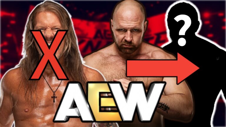 AEW logo with WWE legends Chris Jericho and Jon Moxley