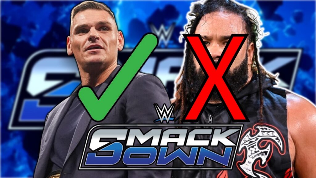 GUNTHER and Jacob Fatu with WWE SmackDown logo