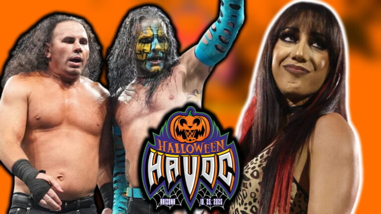 WWE NXT Halloween Havoc logo, the Hardy Boyz and Jacy Jayne