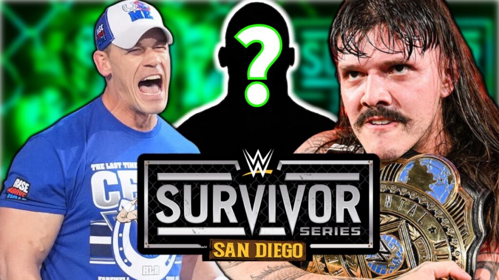 John Cena, Dominik Mysterio and WWE Survivor Series 2025 logo