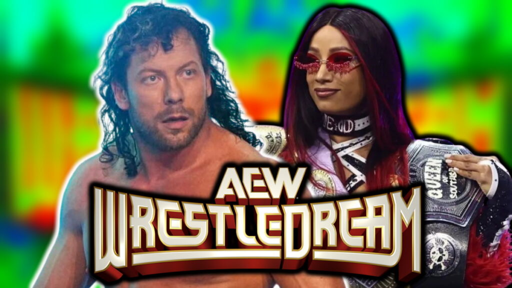 AEW WrestleDream logo, Kenny Omega and Mercedes Mone