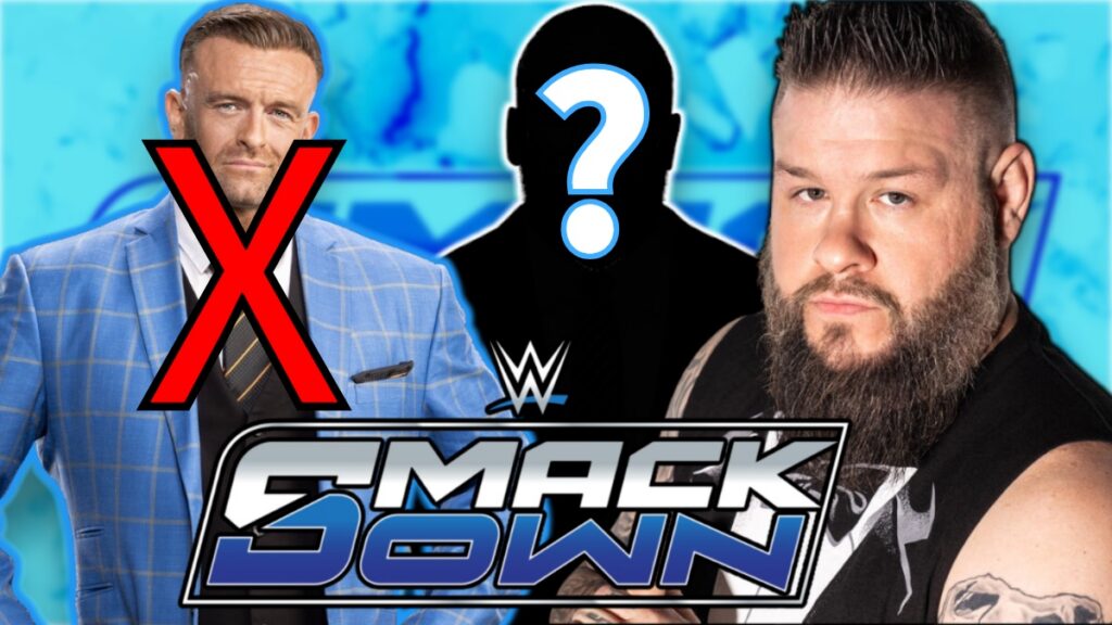 Nick Aldis with Kevin Owens and WWE SmackDown logo
