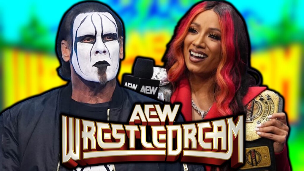 AEW WrestleDream logo, Sting and Mercedes Mone