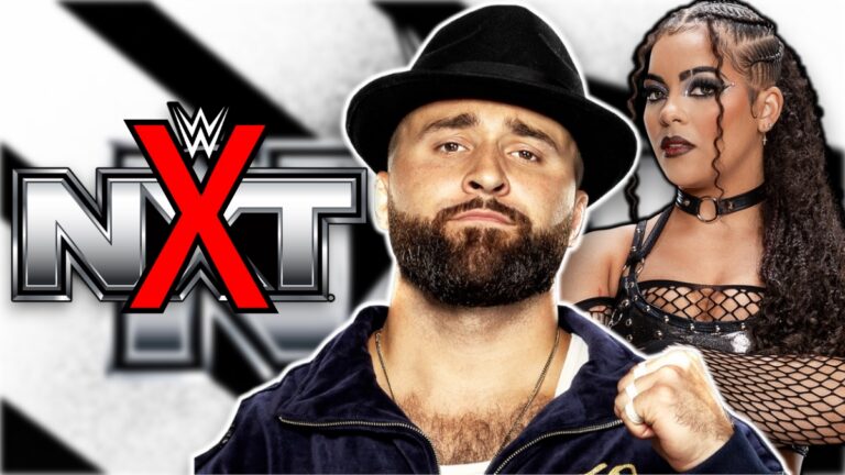 WWE NXT logo with Jaida Parker and Tony D'Angelo
