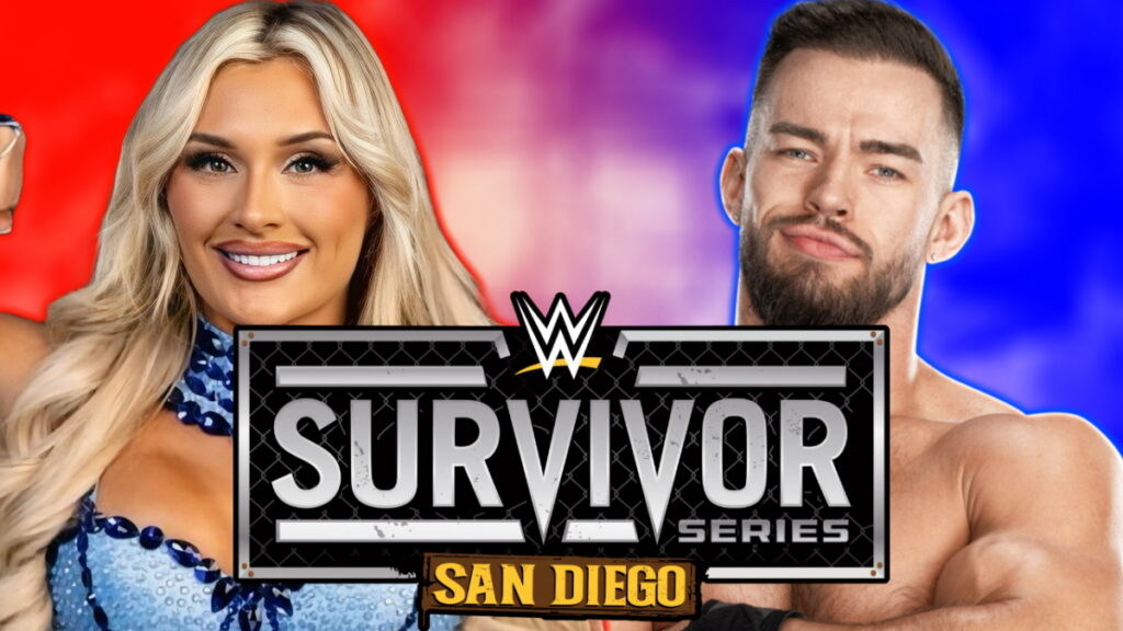 WWE Survivor Series logo, Tiffany Stratton and Austin Theory