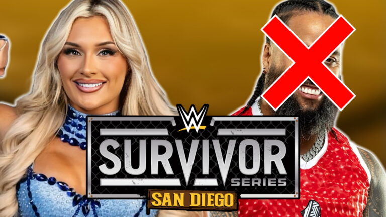 WWE Survivor Series logo, Tiffany Stratton and Jimmy Uso