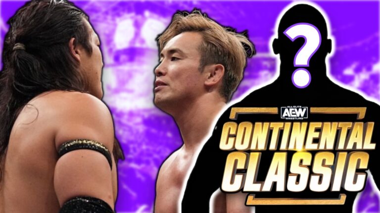 AEW Continental Classic logo with Kazuchika Okada and Konosuke Takeshita