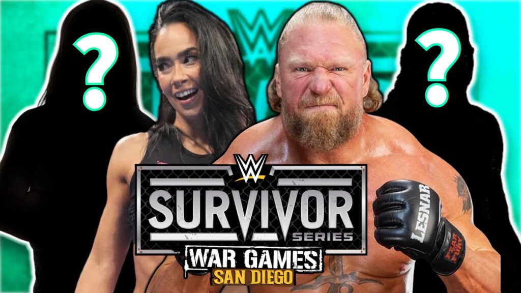 WWE Survivor Series 2025 logo with Brock Lesnar and AJ lee