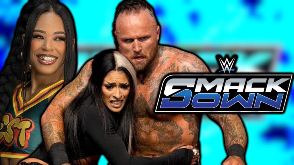 WWE SmackDown logo, Bianca Belair and Aleister Black