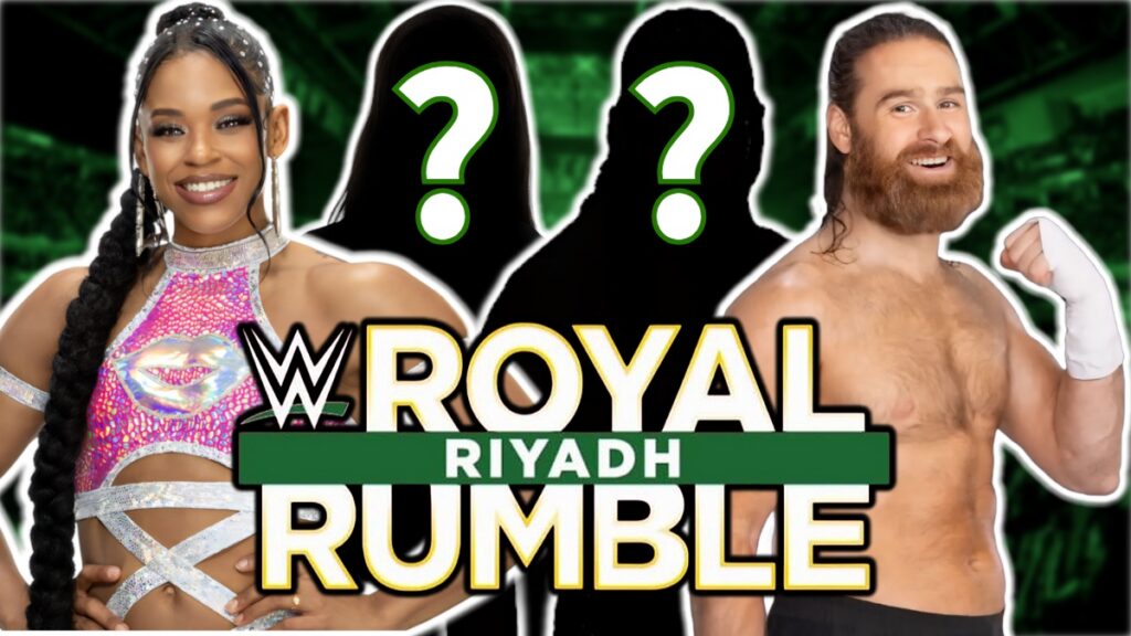 WWE Royal Rumble 2026 logo with Bianca Belair and Sami Zayn
