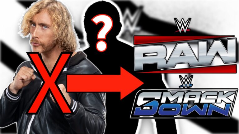 WWE NXT's Charlie Dempsey with Raw and SmackDown logos