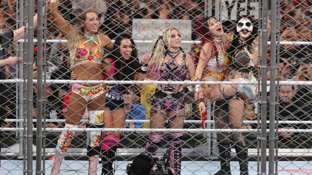 WWE Women's WarGames team of AJ Lee, Charlotte Flair, Alexa Bliss, IYO SKY and Rhea Ripley