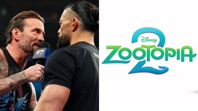 WWE's CM Punk and Roman Reigns alongside Disney's Zootopia 2 logo