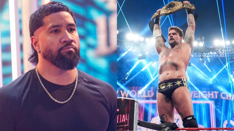 Jey Uso and CM Punk from WWE Saturday Night's Main Event