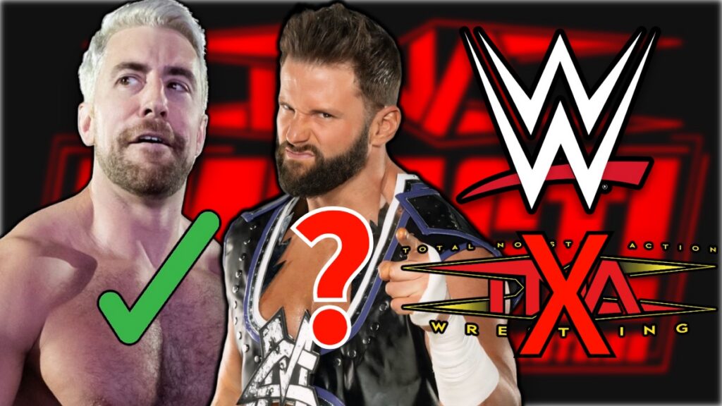 WWE and TNA logos with Joe Hendry and Matt Cardona