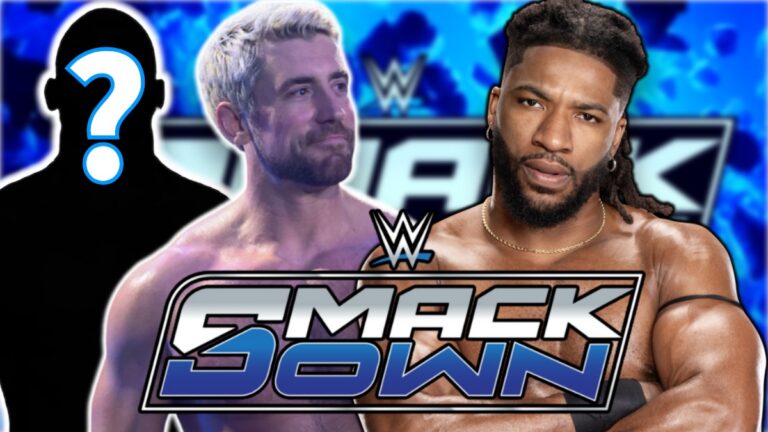 WWE SmackDown logo with Joe Hendry and Trick Williams
