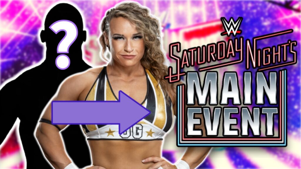 Jordynne Grace and WWE Saturday Night's Main Event logo