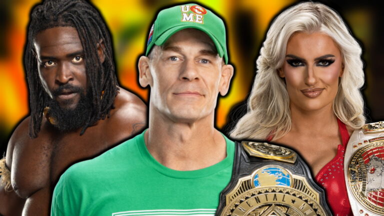WWE stars Oba Femi, John Cena and Blake Monroe