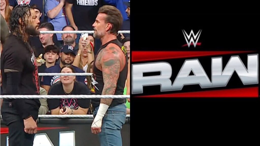 Roman Reigns and CM Punk with WWE Raw logo