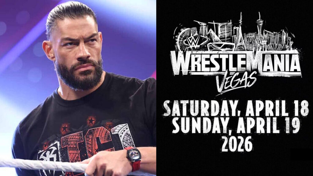 Roman Reigns and WWE WrestleMania 42 logo