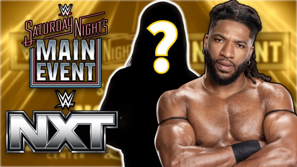 WWE's Trick Williams with NXT and Saturday Night's Main Event logos