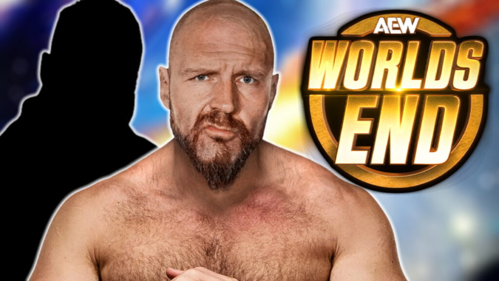 AEW Worlds End logo next to Jon Moxley