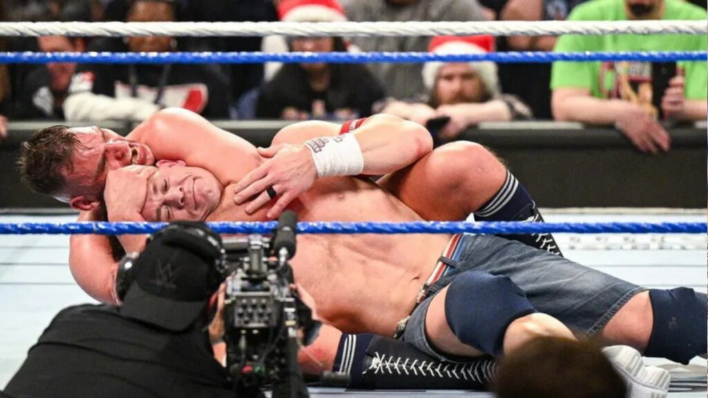 John Cena tapping out to GUNTHER on WWE Saturday Night's Main Event