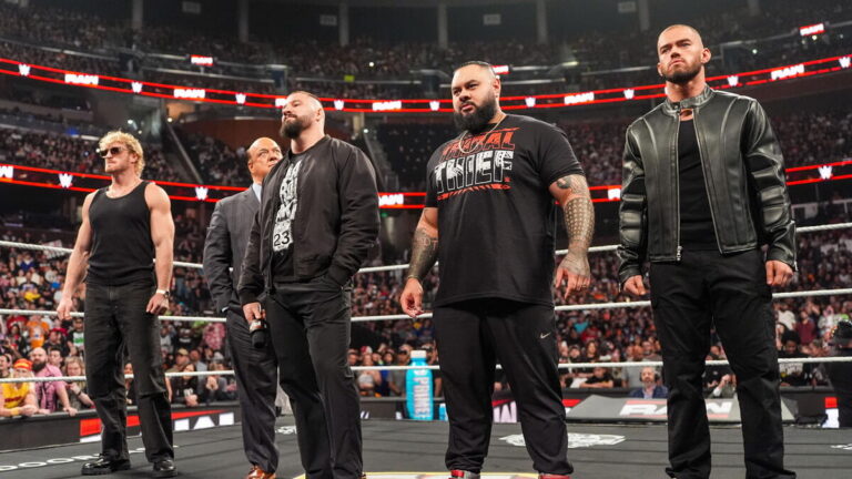 WWE The Vision faction members Logan Paul, Bron Breakker, Bronson Reed and Austin Theory