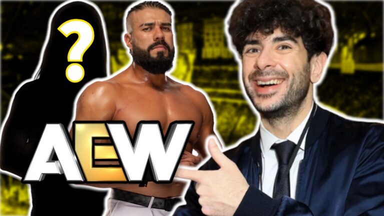 AEW logo with Andrade El Idolo & Tony Khan