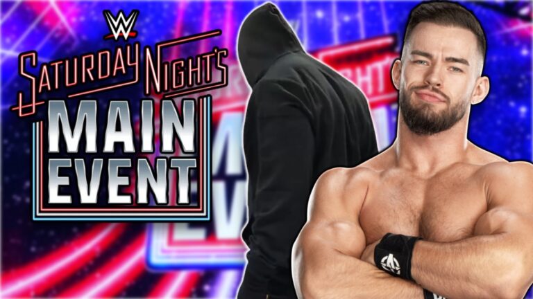 WWE's Austin Theory and Saturday Night's Main Event logo