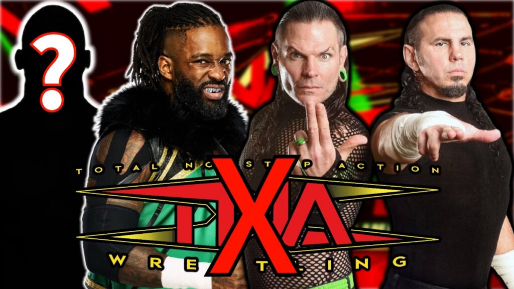TNA Wrestling logo with The Hardy Boyz and Cedric Alexander