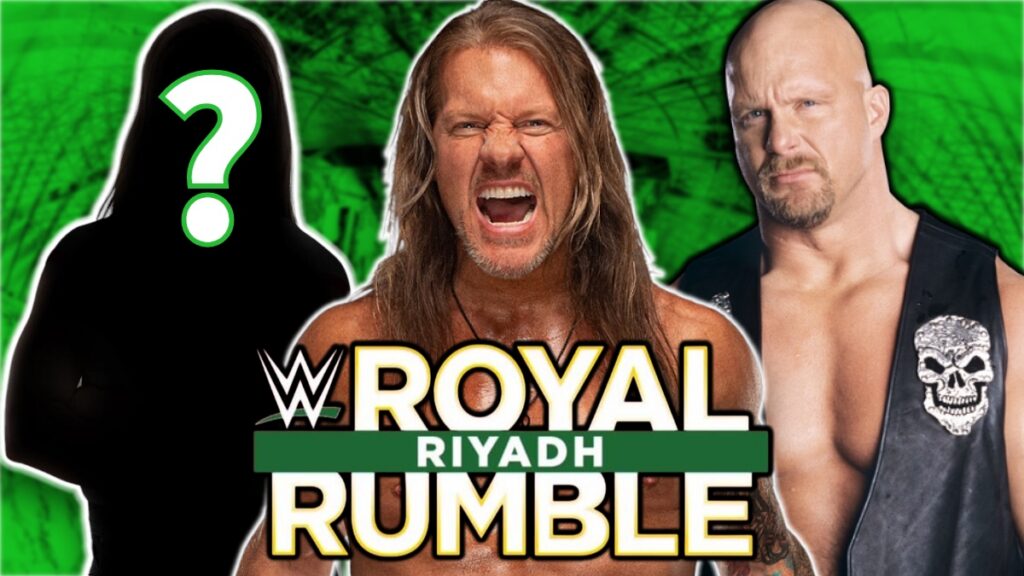 WWE Royal Rumble logo with Chris Jericho and Stone Cold Steve Austin