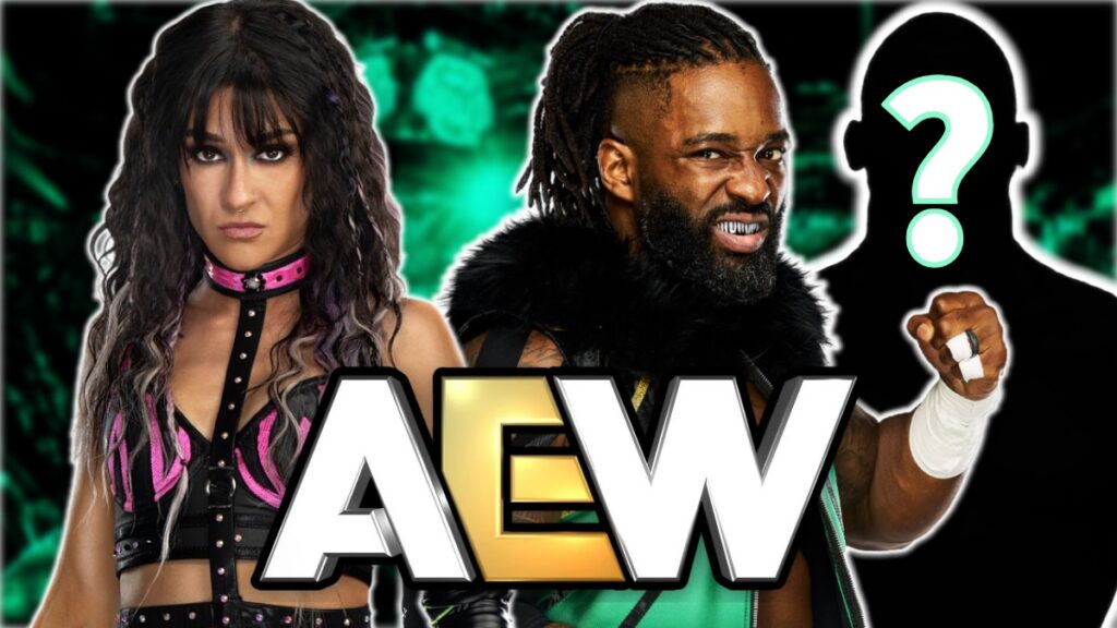 AEW logo with Dakota Kai and Cedric Alexander