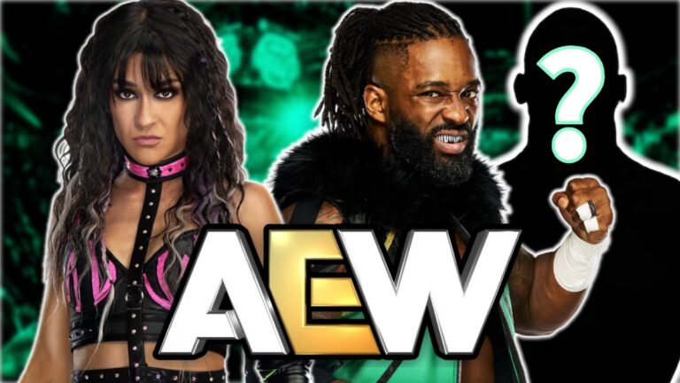 AEW logo with Dakota Kai and Cedric Alexander