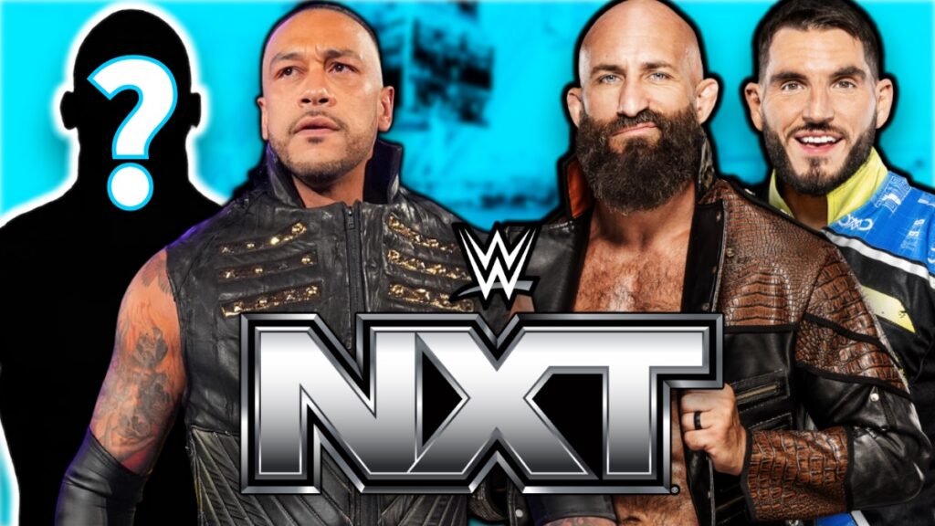 WWE NXT logo with DIY and Damian Priest
