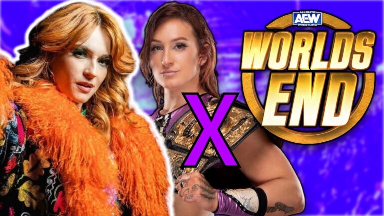 AEW Worlds End logo with Jamie Hayter and Kris Statlander