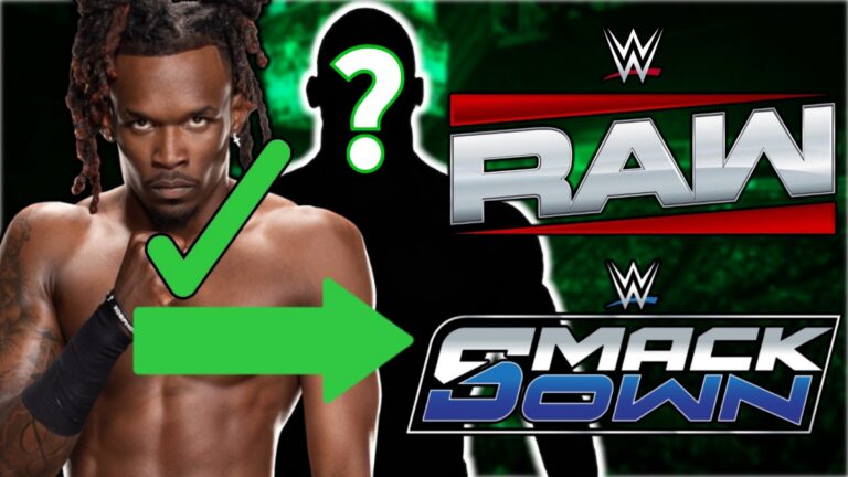 WWE NXT's Je'Von Evans with Raw and SmackDown logos
