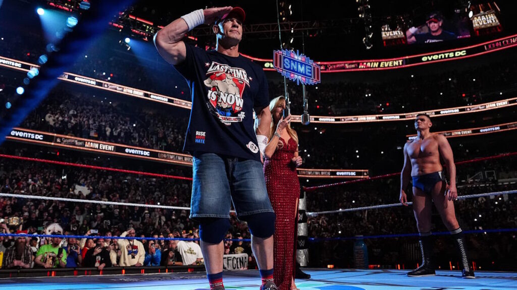 WWE's John Cena, GUNTHER and Lilian Garcia at Saturday Night's Main Event