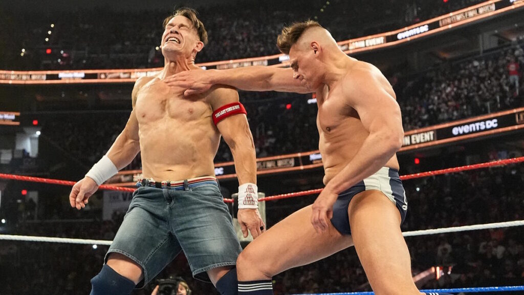 Gunther and John Cena in John Cena's final WWE match