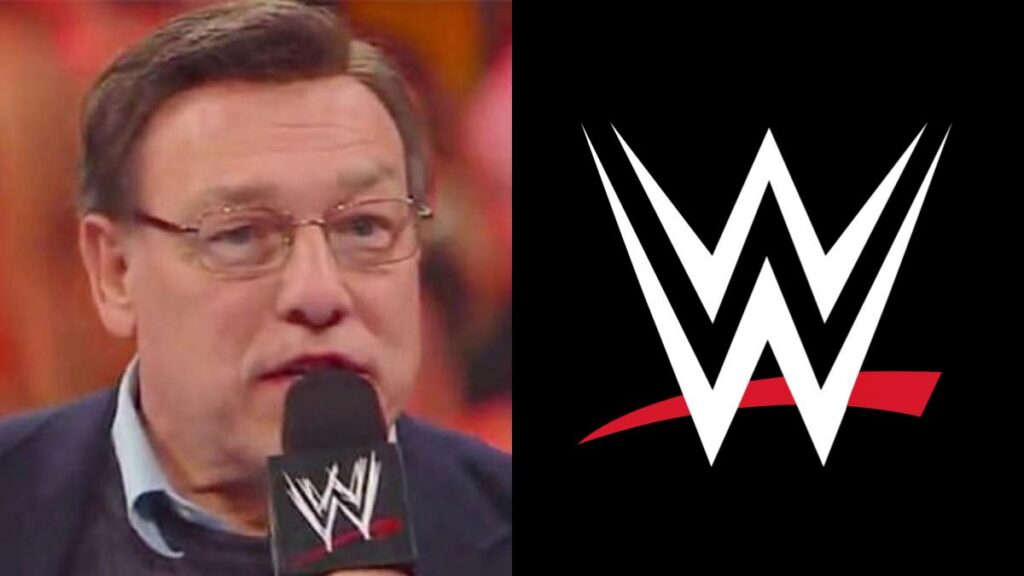 John Cena Sr next to the WWE logo