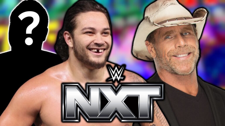 WWE NXT logo, Shiloh Hill and Shawn Michaels