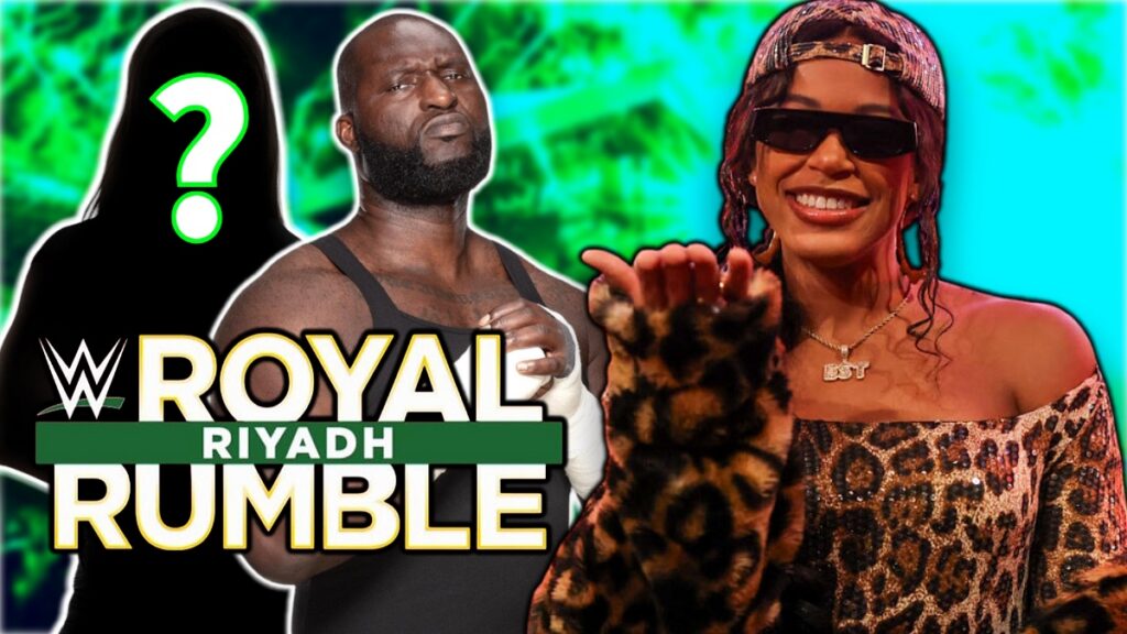 WWE Royal Rumble 2026 logo with Omos and Bianca Belair