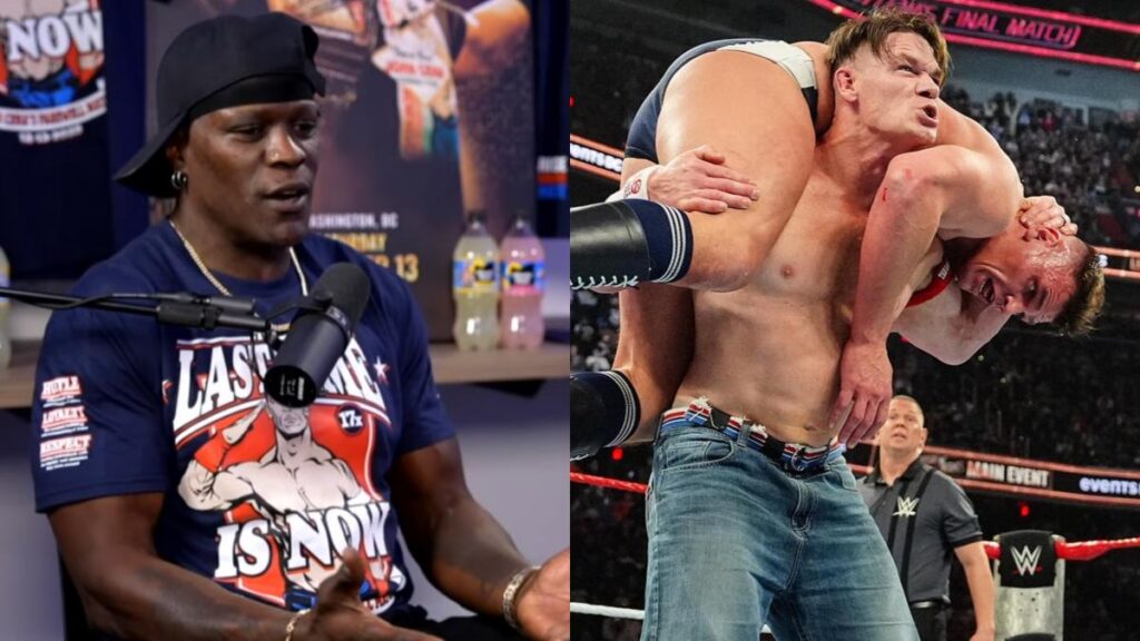 R-Truth next to John Cena vs GUNTHER at WWE Saturday Night's Main Event