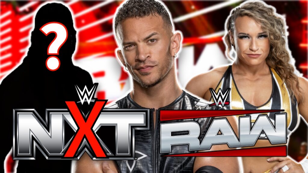 WWE NXT stars Ricky Saints and Jordynne Grace with Raw logo