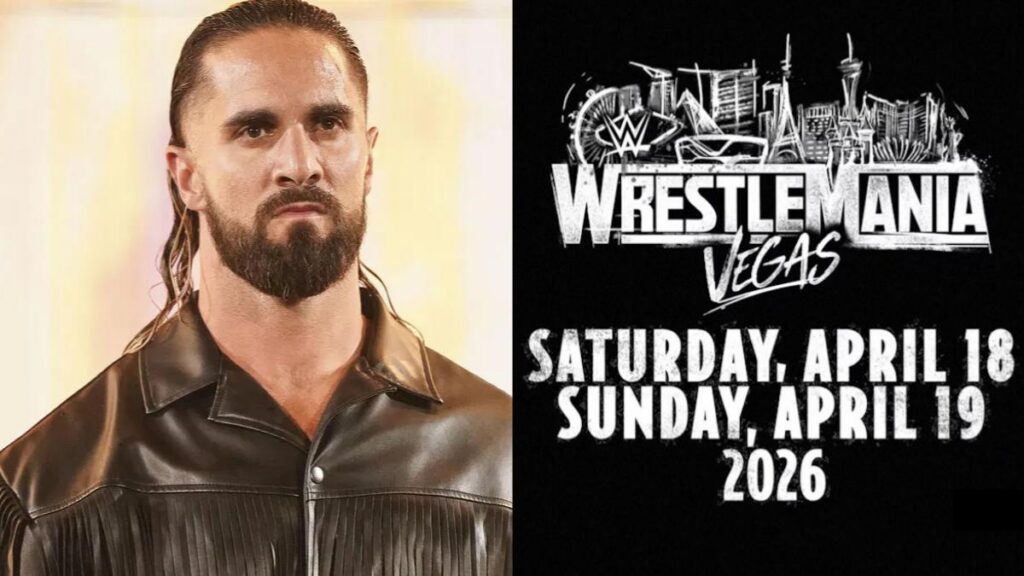 Seth Rollins next to the WWE WrestleMania 42 logo
