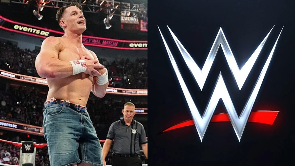 WWE logo and John Cena at Saturday Night's Main Event